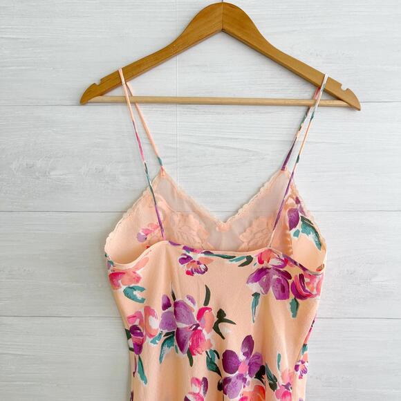 Vintage Victoria’s Secret Peach pink floral chiffon flare hem, M - Picture 4 of 6